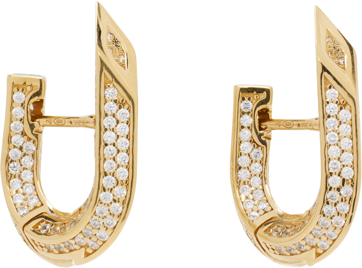 Burberry Gold Hollow Spike Pavé Earrings
