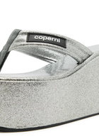 Coperni 90 Glittered Platform Wedge Sandals Silver