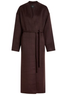 Anine Bing Hunter Belted Wool and Cashmere-blend Coat Dark Brown