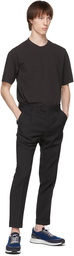 Z Zegna Black Tropical Wool One Pleat Trousers