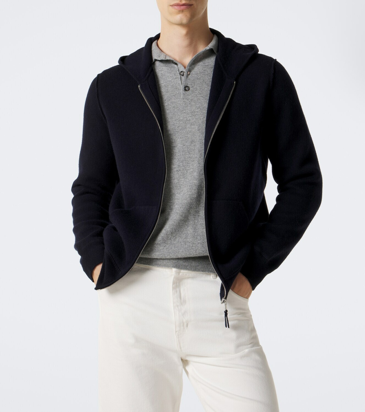 Allude Hooded wool and cashmere jacket