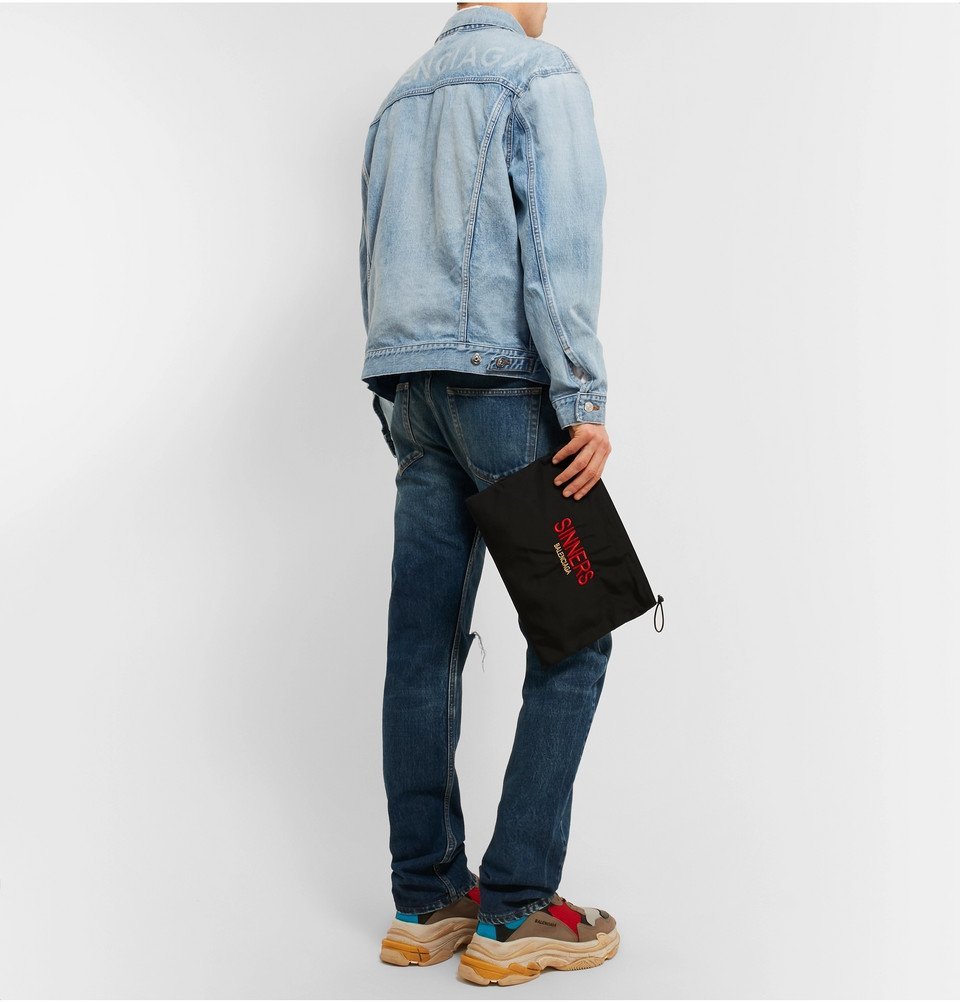 Balenciaga Bleached Denim Jacket Men Indigo