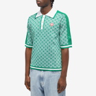 Casablanca Men's Lurex Jacquard Polo Shirt in Green