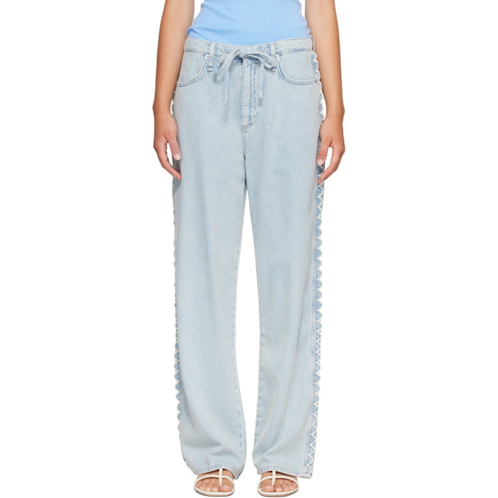 Photo: rag & bone Blue Phoebe Drawstring Wide-Leg Jeans