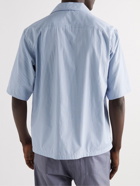 Auralee - Convertible-Collar Terry-Lined Striped Cotton-Poplin Shirt - Blue