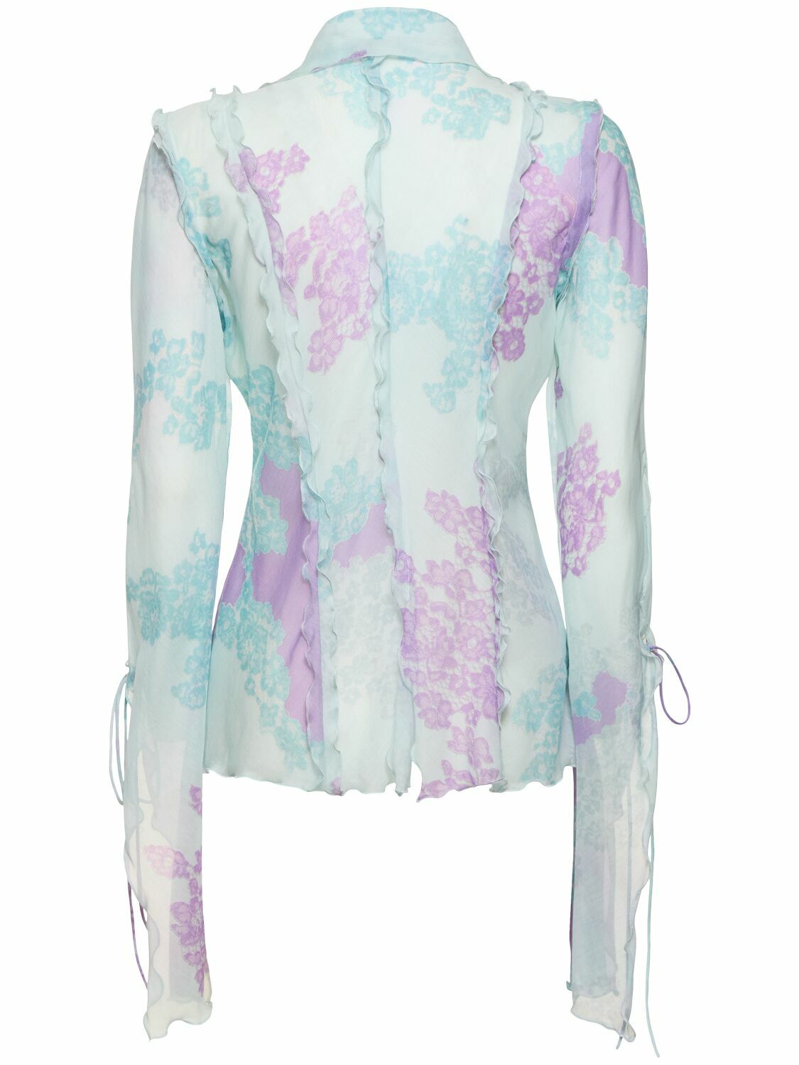 Acne Studios プリントトップス 花柄 総柄 シルク100% ACNE STUDIOS Printed Cotton & Silk Lace-up Shirt Acne Studios