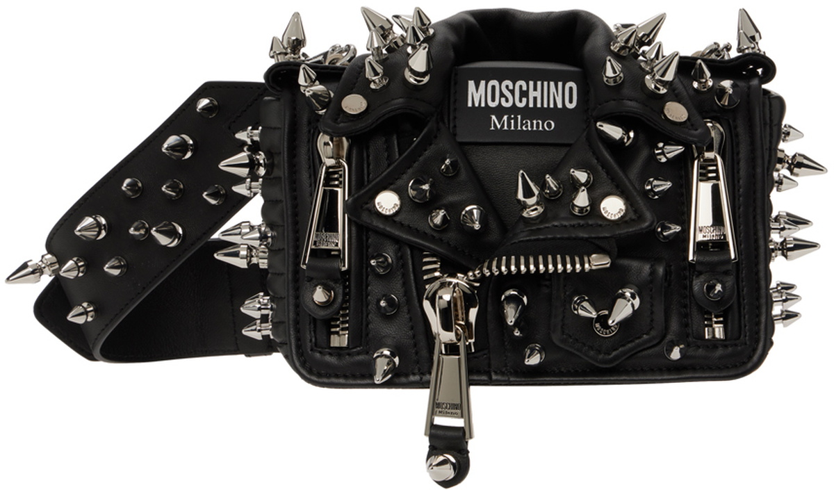 Moschino Black Studded Biker Bag Moschino