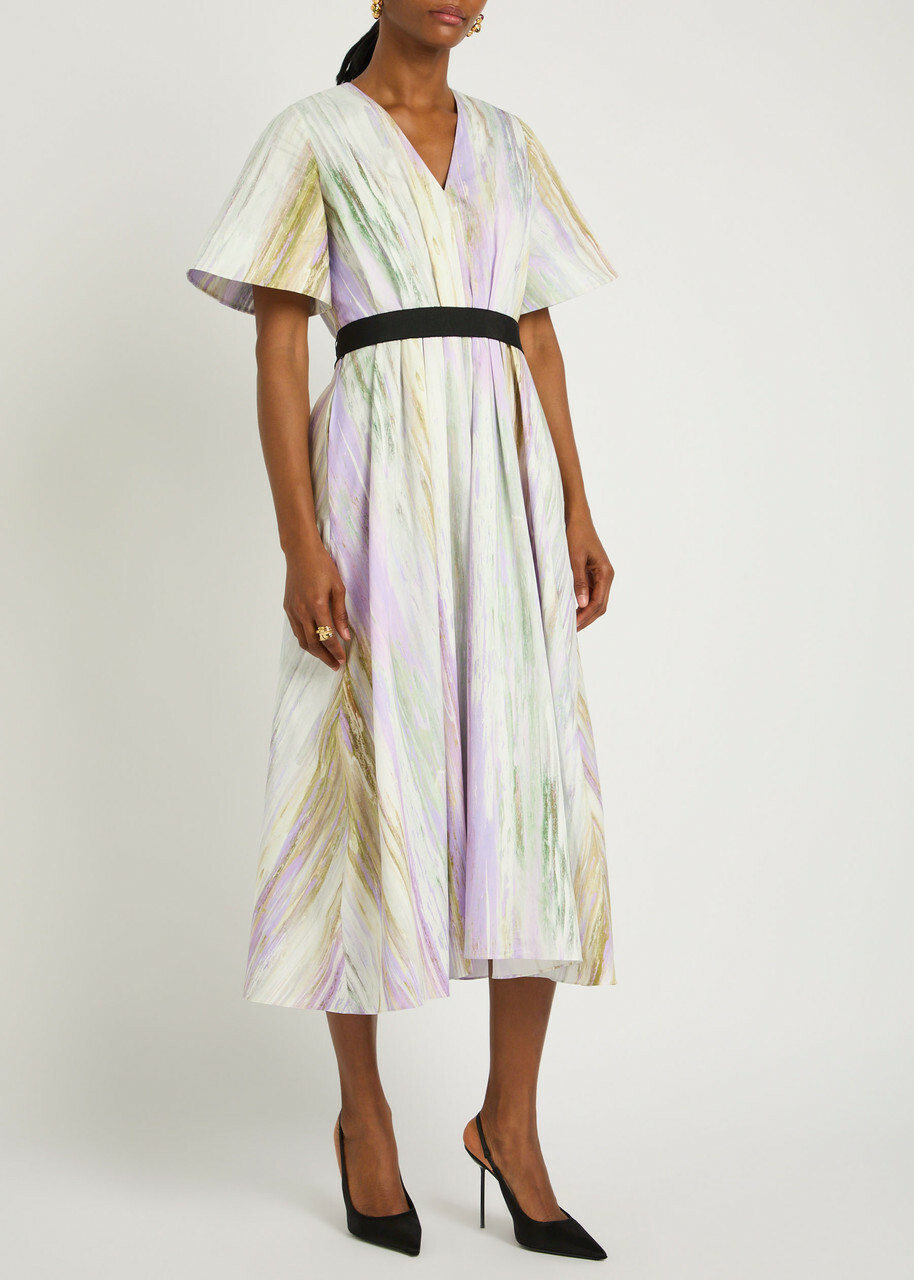 Roksanda Sana Printed Cotton-poplin Midi Dress Multicoloured 1