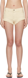 The Attico Off-White Fringed Denim Shorts