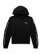 AMIRI - Bones Logo-Embroidered Intarsia-Knit Cotton-Blend Hoodie - Black