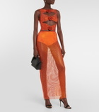 Giuseppe di Morabito Crystal-embellished mesh maxi skirt