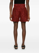 Labrum London Red Fringed Velvet Bermuda Shorts