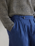 Massimo Alba - Cliff Straight-Leg Pleated Cotton Bermuda Shorts - Blue