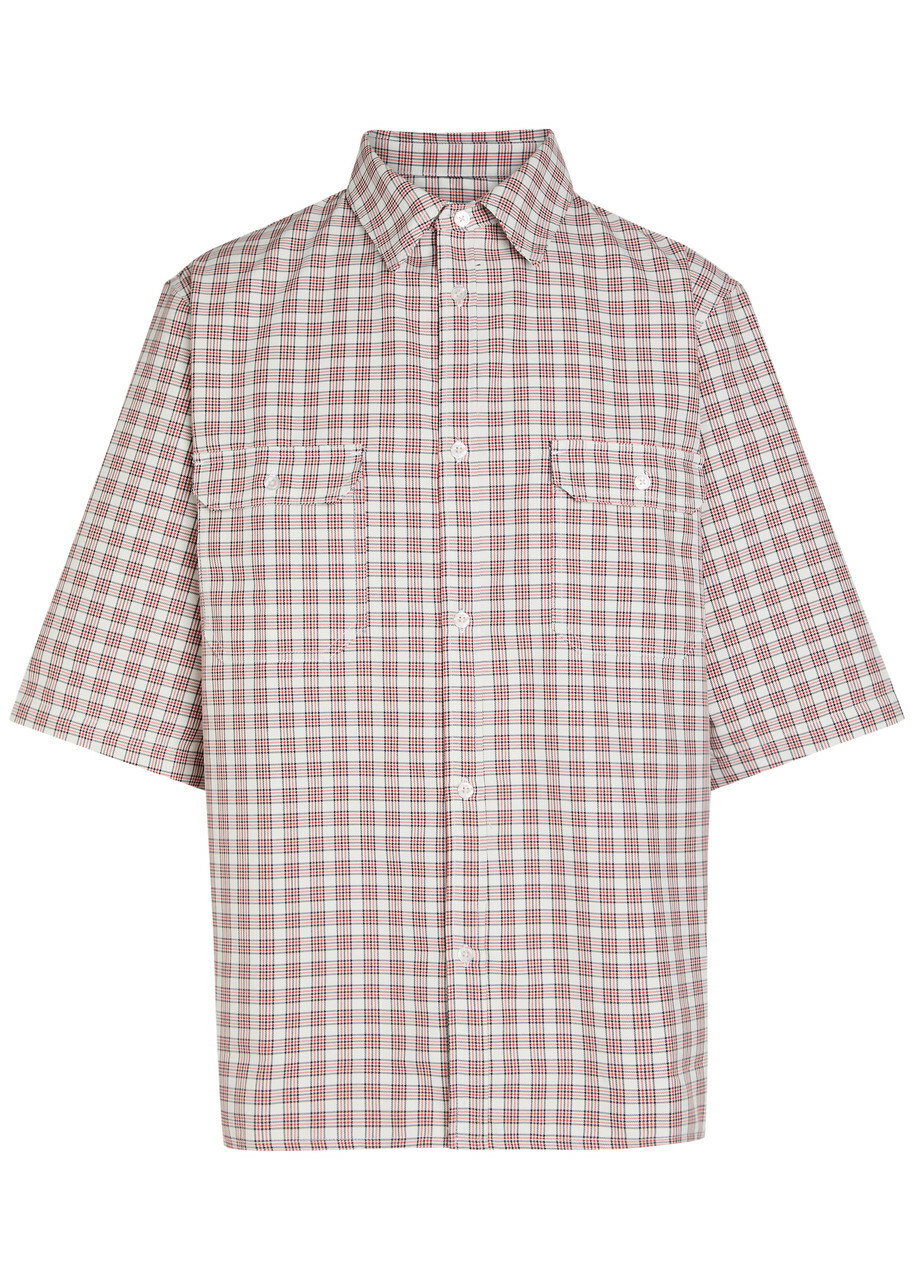 Willy Chavarria Corcoran Checked Twill Shirt Red And White
