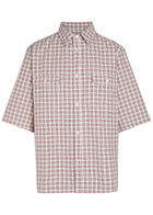Willy Chavarria Corcoran Checked Twill Shirt Red And White