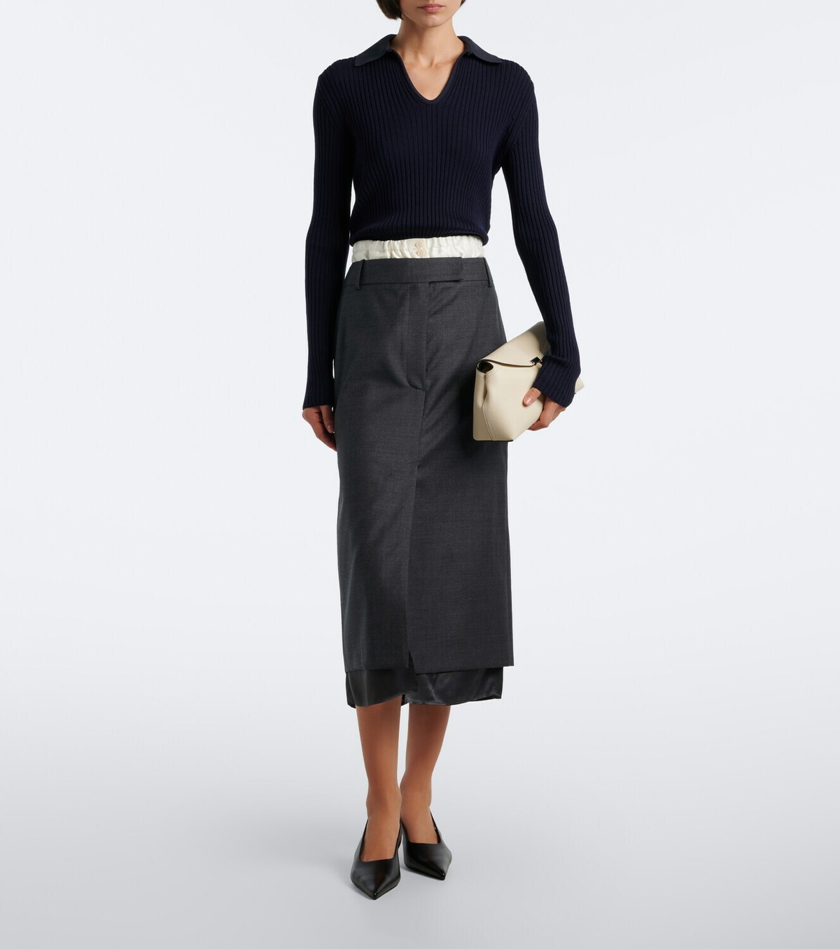 Róhe Paneled virgin wool pencil skirt