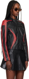 Diesel Black & Red L-Ovable Leather Jacket