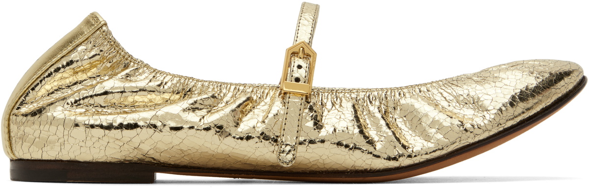Lanvin Gold Mary Jane Ballerina Flats