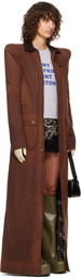 LAURA ANDRASCHKO Brown Pagoda Hunting Maxi Coat