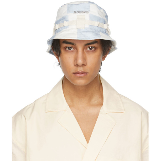 Photo: Jacquemus Blue and White Check Le Bob Grain Bucket Hat