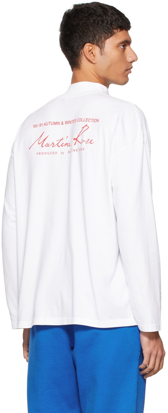 Martine Rose White Funnel Neck Logo Long Sleeve T-Shirt Martine Rose