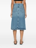 FRAME Blue Distressed Asymmetric Denim Skirt