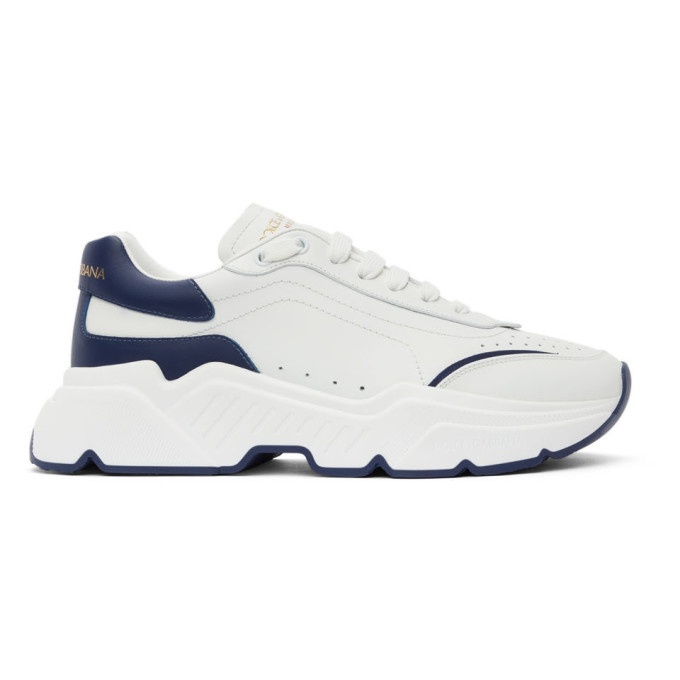 Photo: Dolce and Gabbana White and Blue Daymaster Sneakers