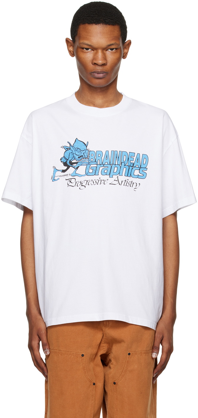 Tシャツ・カットソー BRAIN DEAD Men T-shirt White W24T00004084 WHITE Brain Dead BRAIN DEAD Men T-Shirts W24T00004084 WHITE White