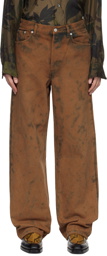 Dries Van Noten Brown & Gray Tie-Dye Jeans