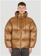 Shiny Hooded Down Jacket in Brown