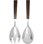 Lorenzi Milano - Stainless Steel and Ebony Salad Serving Set - Silver