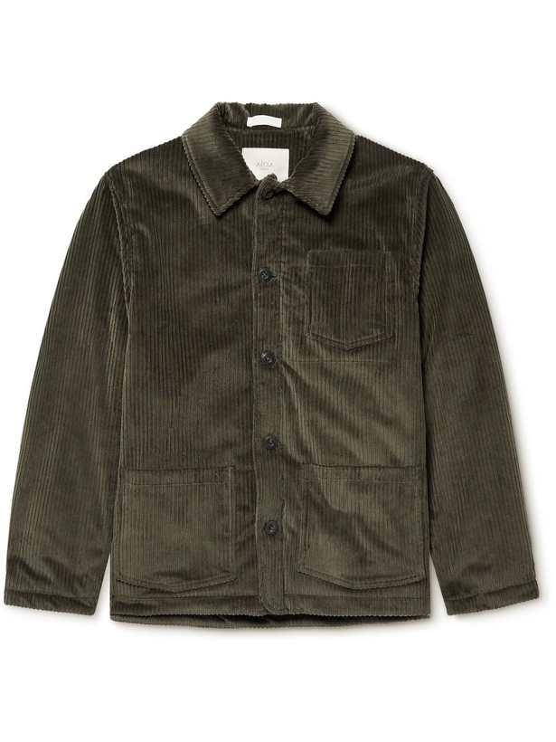 Photo: Altea - Padded Cotton-Blend Corduroy Overshirt - Green