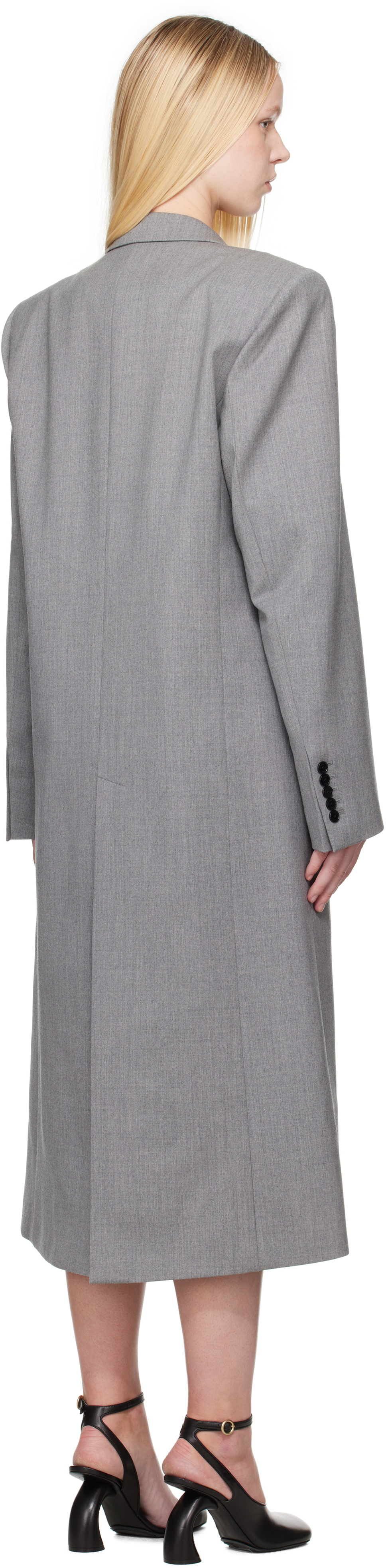 ALAINPAUL Gray Single Breasted Tailored Coat