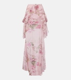 Blumarine Floral silk creponne maxi skirt