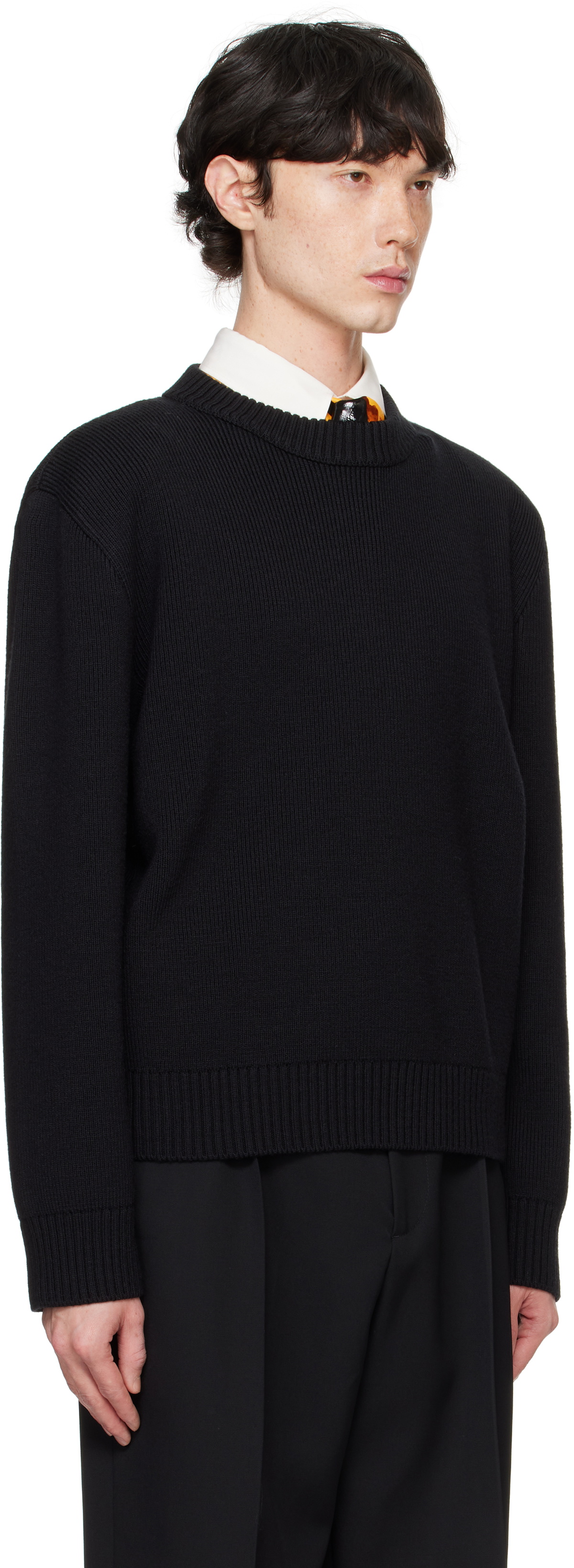 Bottega Veneta Black Classic Wool Tailored Sweater