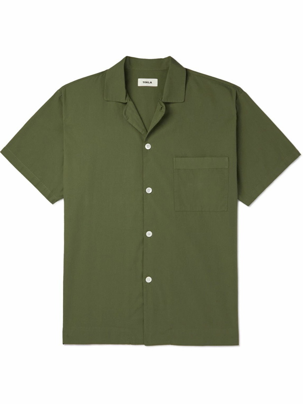 Photo: TEKLA - Organic Cotton-Poplin Pyjama Shirt - Green
