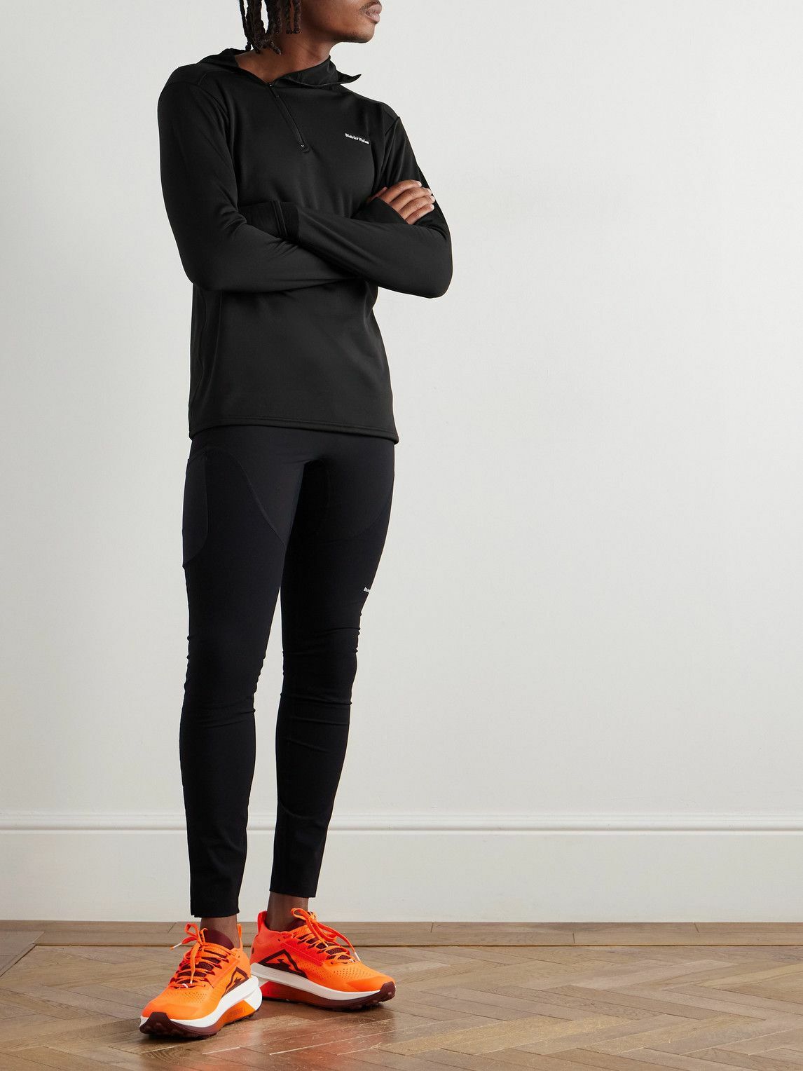 DISTRICT VISION - Logo-Print Stretch Recycled-Fleece Hoodie - Black