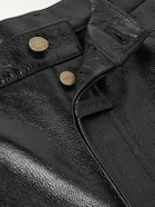 Fear of God - Logo-Appliquéd Straight-Leg Full-Grain Leather Trousers - Black