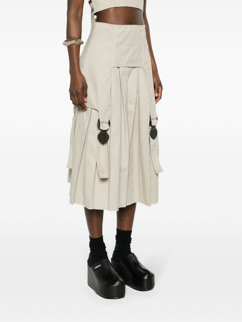 Sinead O'Dwyer Neutral Pleated Wide-Leg Trousers