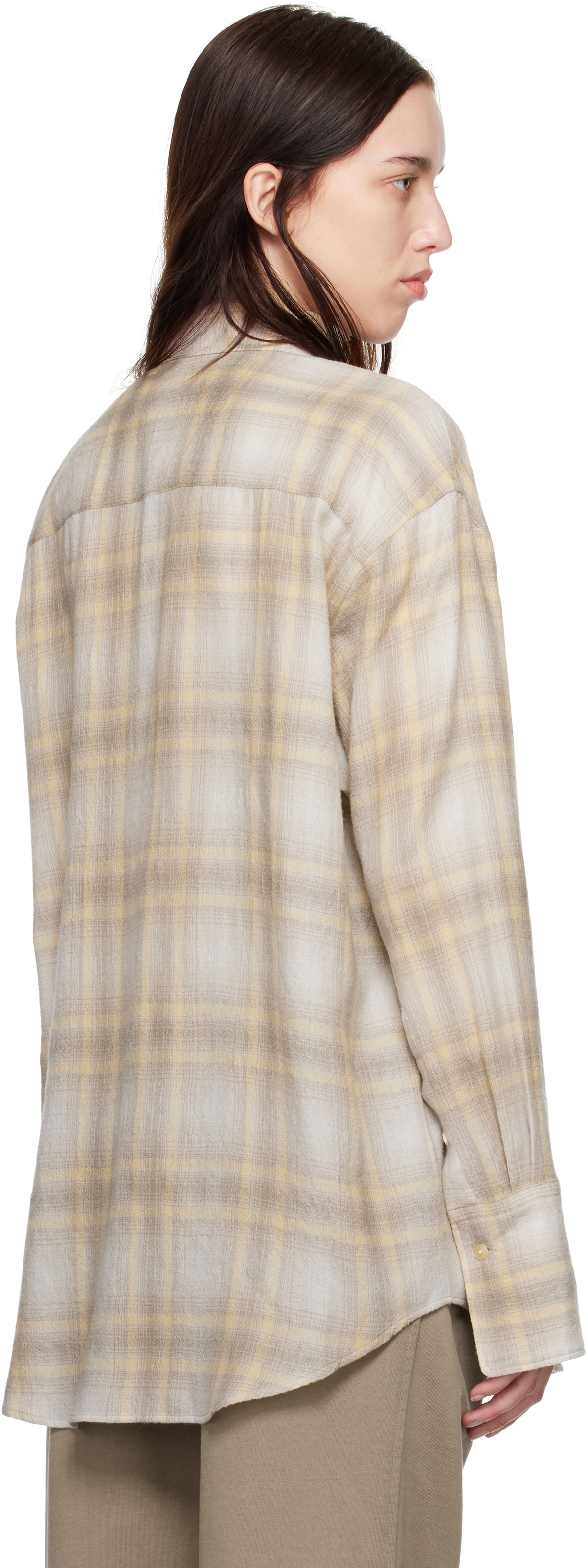 AURALEE Yellow Airy Wool Check Shirt Auralee