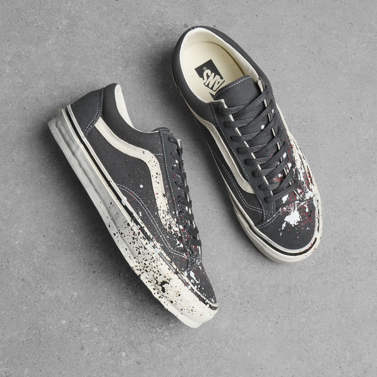 Vans LX Old Skool 36 Sneaker in Paint Splatter Charcoal Gray