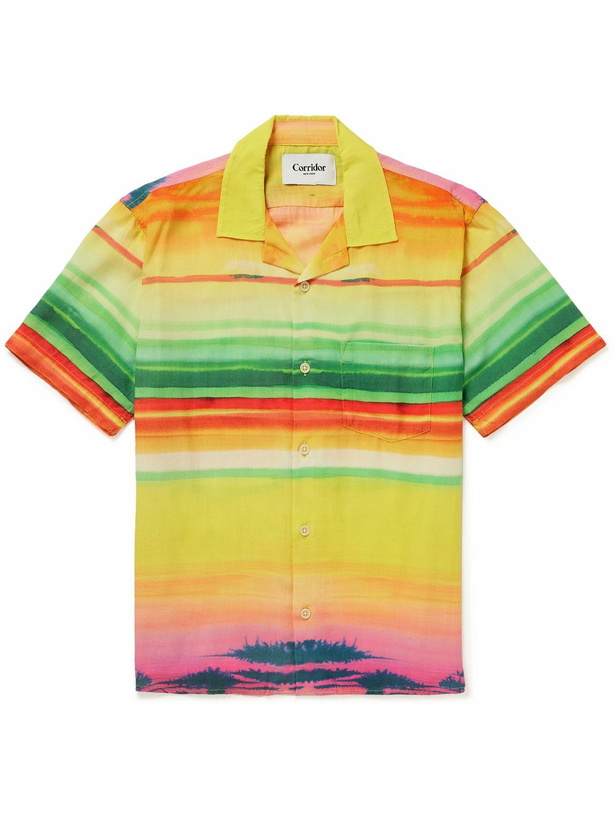 Photo: Corridor - Todos Convertible-Collar Striped Lyocell Shirt - Multi