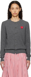 COMME des GARÇONS PLAY Gray Round Neck Cardigan