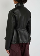 Alaïa Panelled Peplum Leather Jacket Black