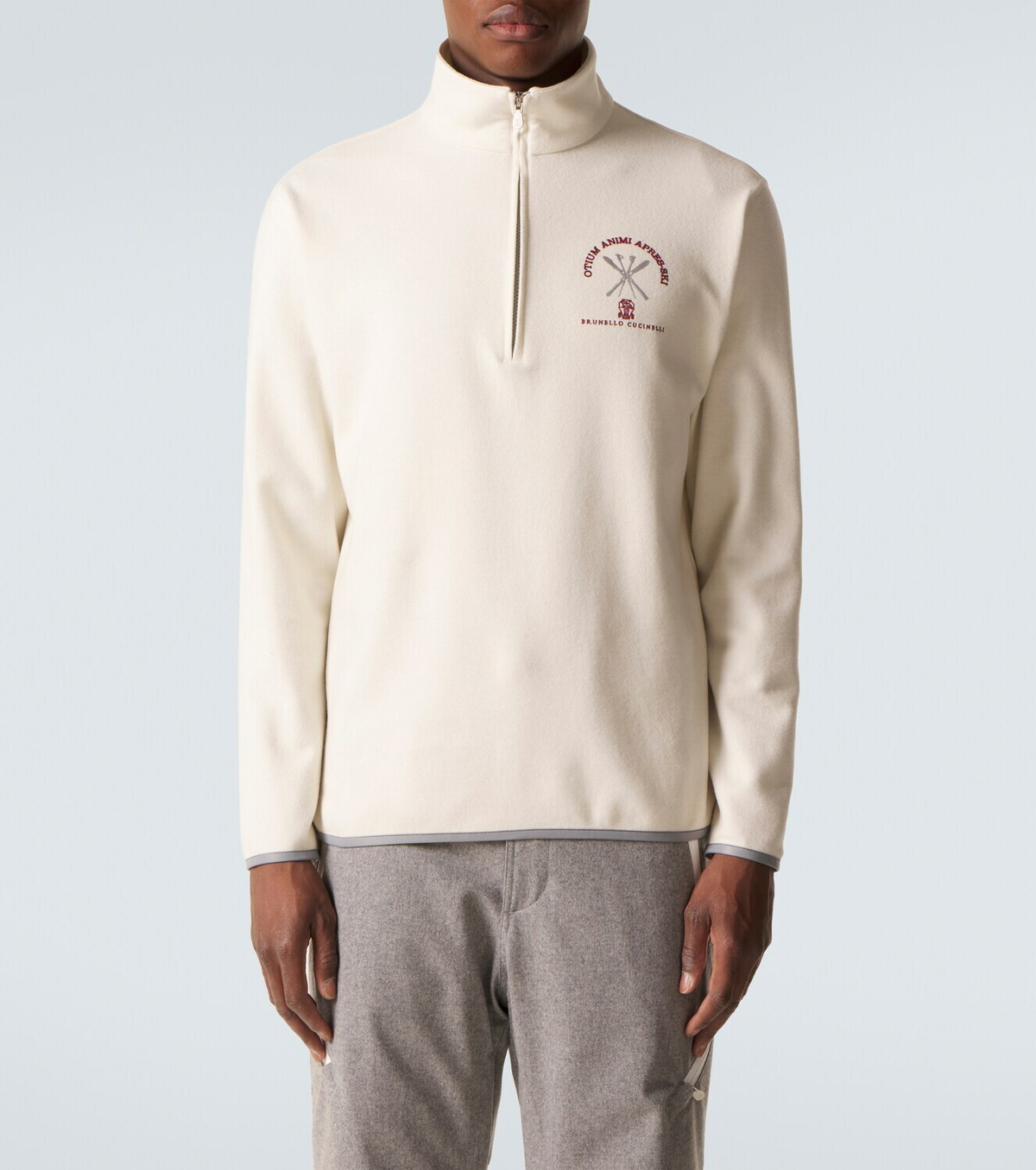Brunello Cucinelli Cashmere and cotton-blend half-zip sweatshirt