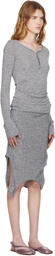 OPEN YY Gray Convertible Hook Top Midi Dress