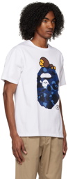 BAPE White Color Camo Milo On Big Ape T-Shirt
