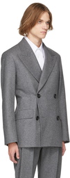 Alexander McQueen Grey Wool Felt Tailored Double-Breasted Blazer