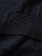 Sid Mashburn - Slim-Fit Suede-Trimmed Merino Wool Half-Zip Sweater - Blue