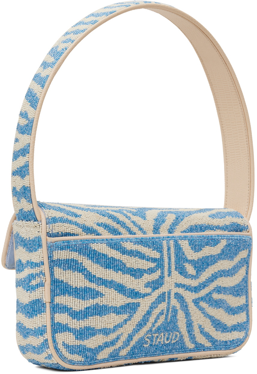 Staud Off-White & Blue Tommy Beaded Bag Staud